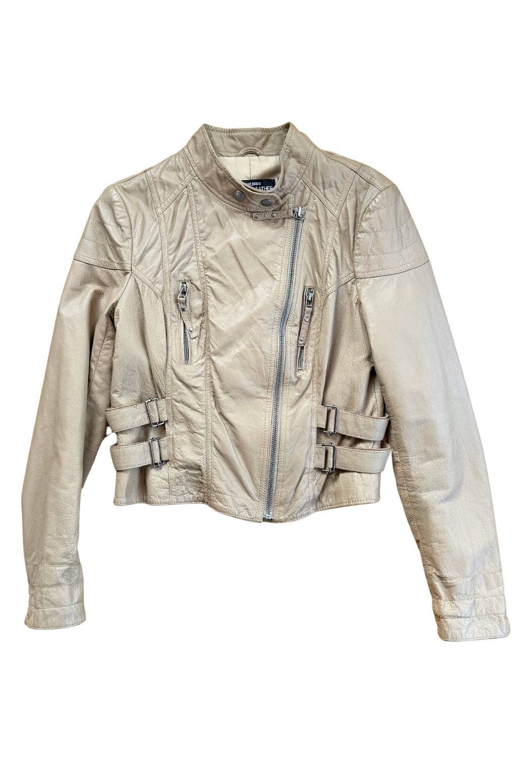 Y2K Brown Leather Biker Jacket┃Size 10