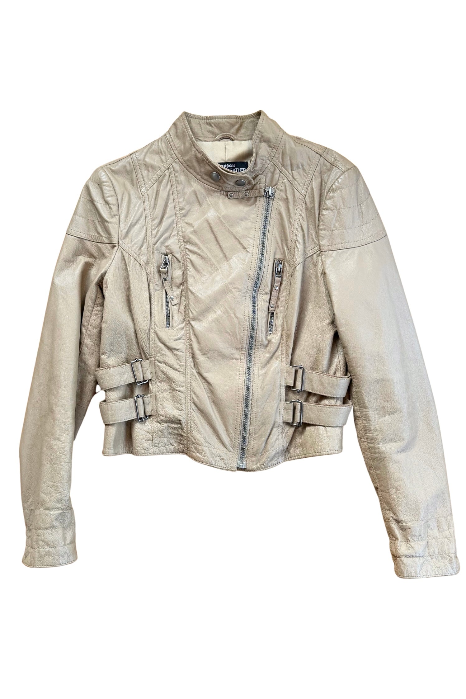 Y2K Brown Leather Biker Jacket┃Size 10