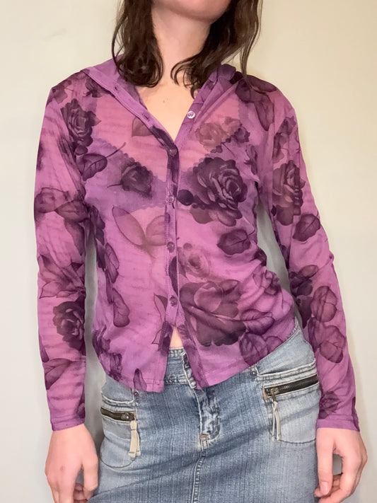 Vintage Purple Mesh Button-up
