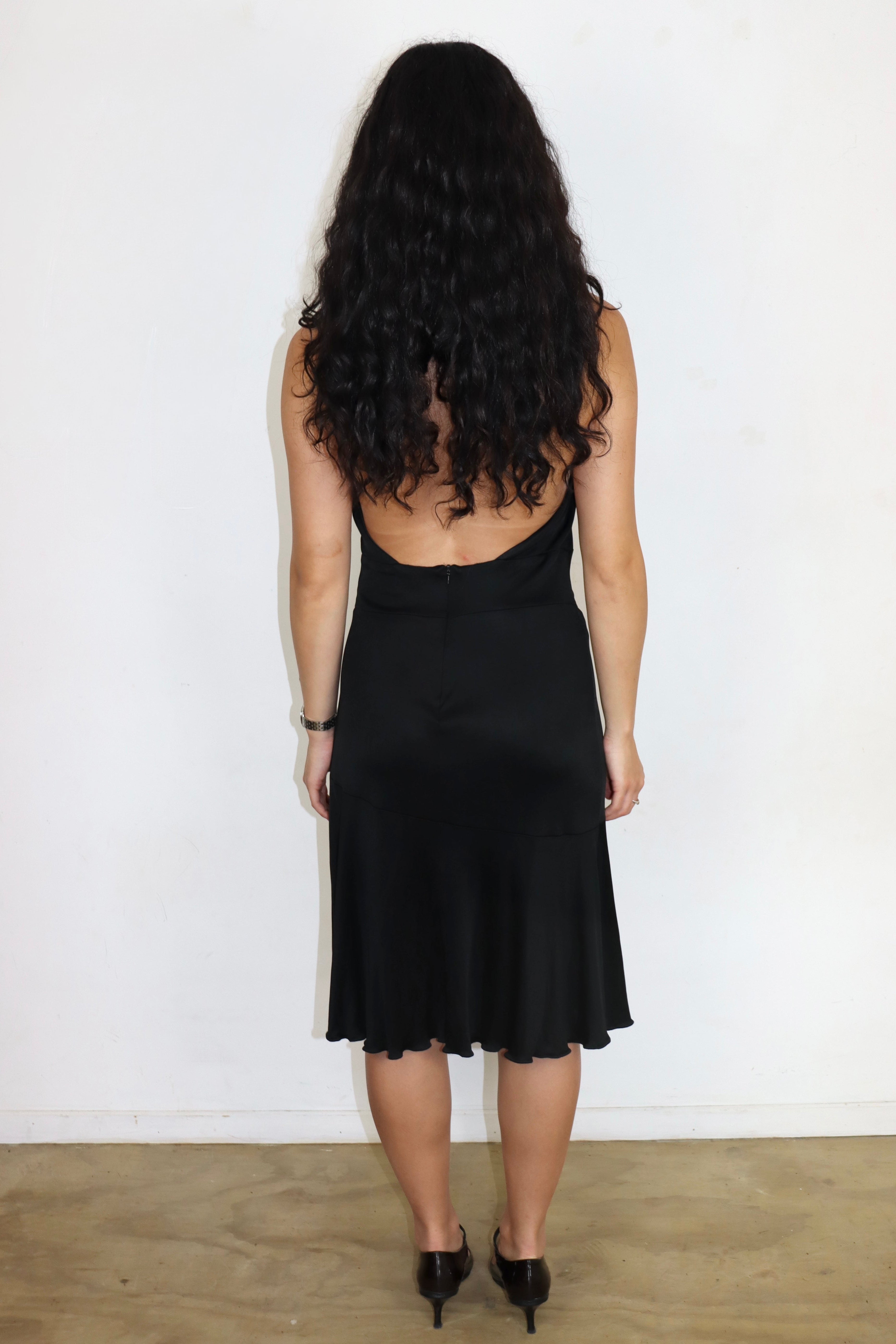 Black Ruffle Halterneck Dress┃Size 12