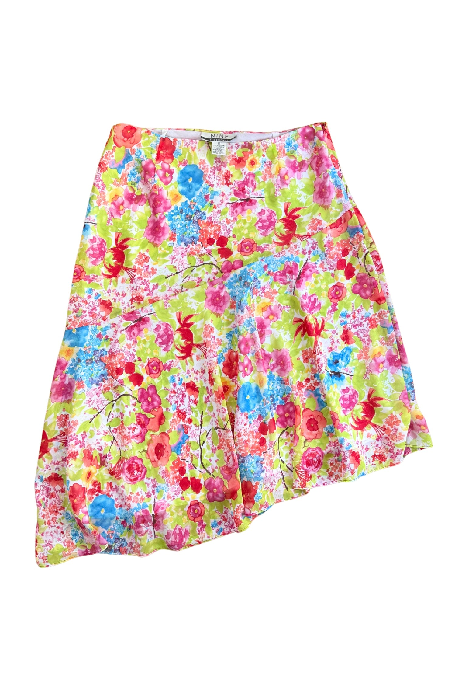 Vintage Floral Asymmetrical Skirt┃Size 12