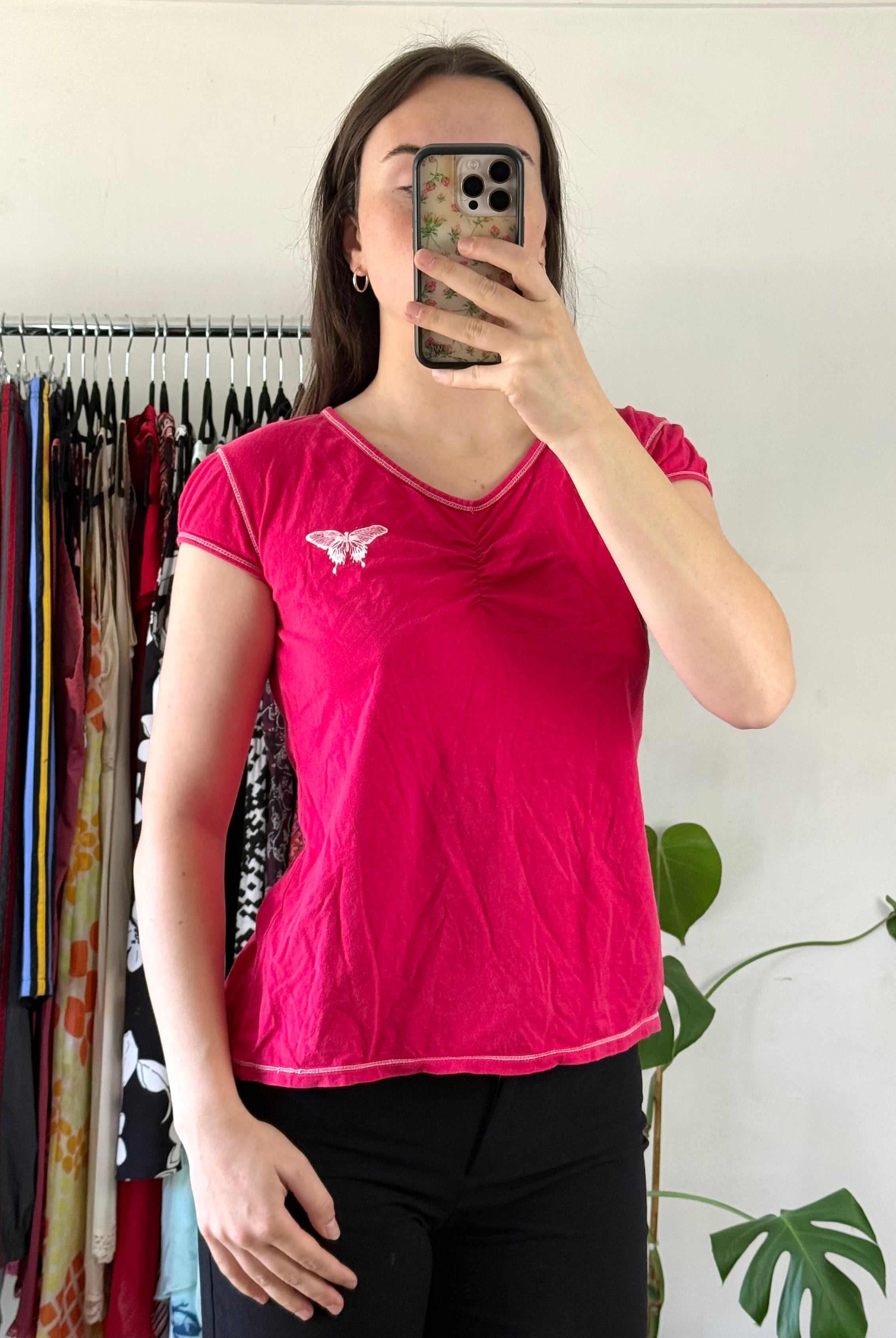 Pink Butterfly Tee┃Size M