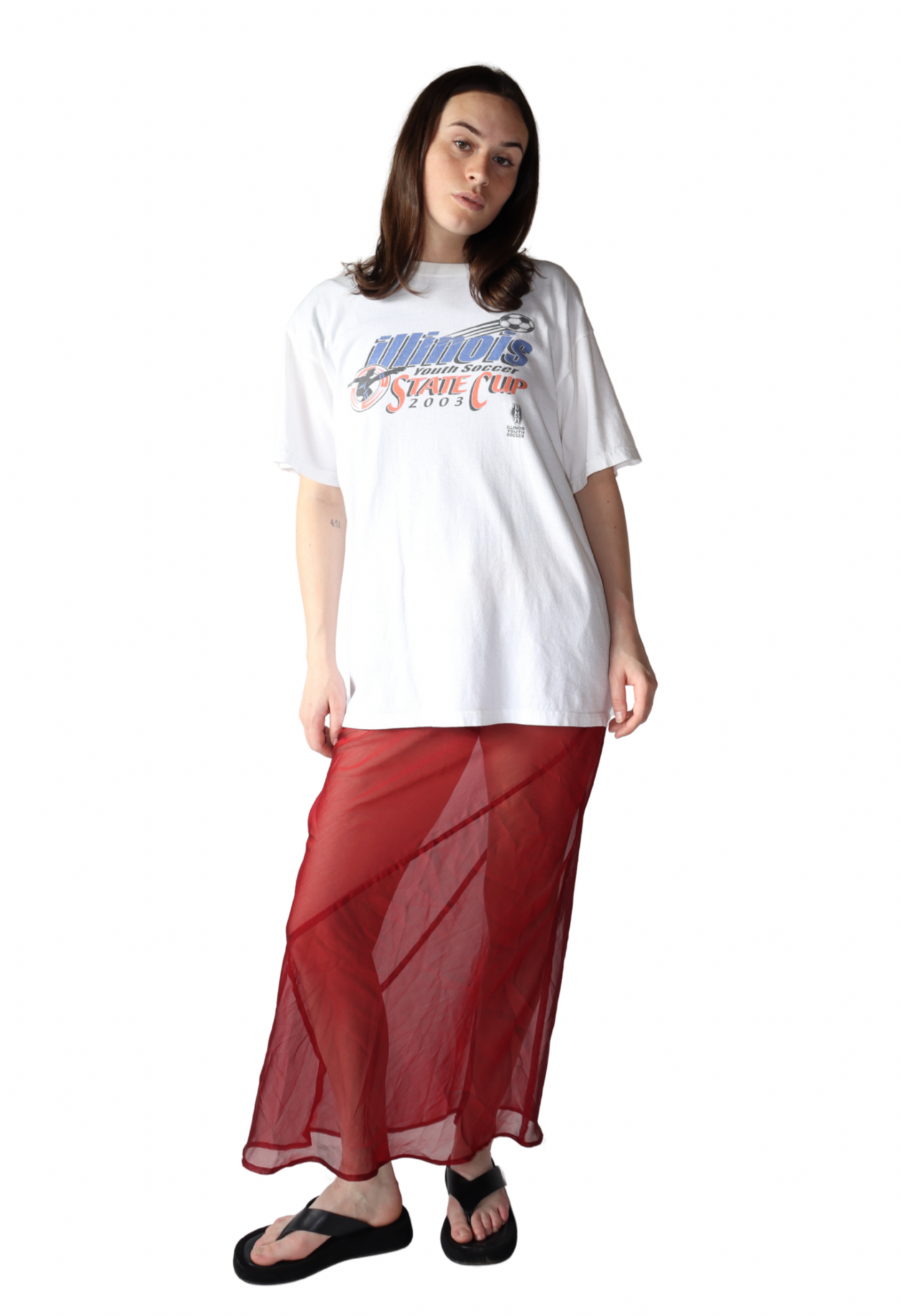 Sheer Red Maxi Skirt