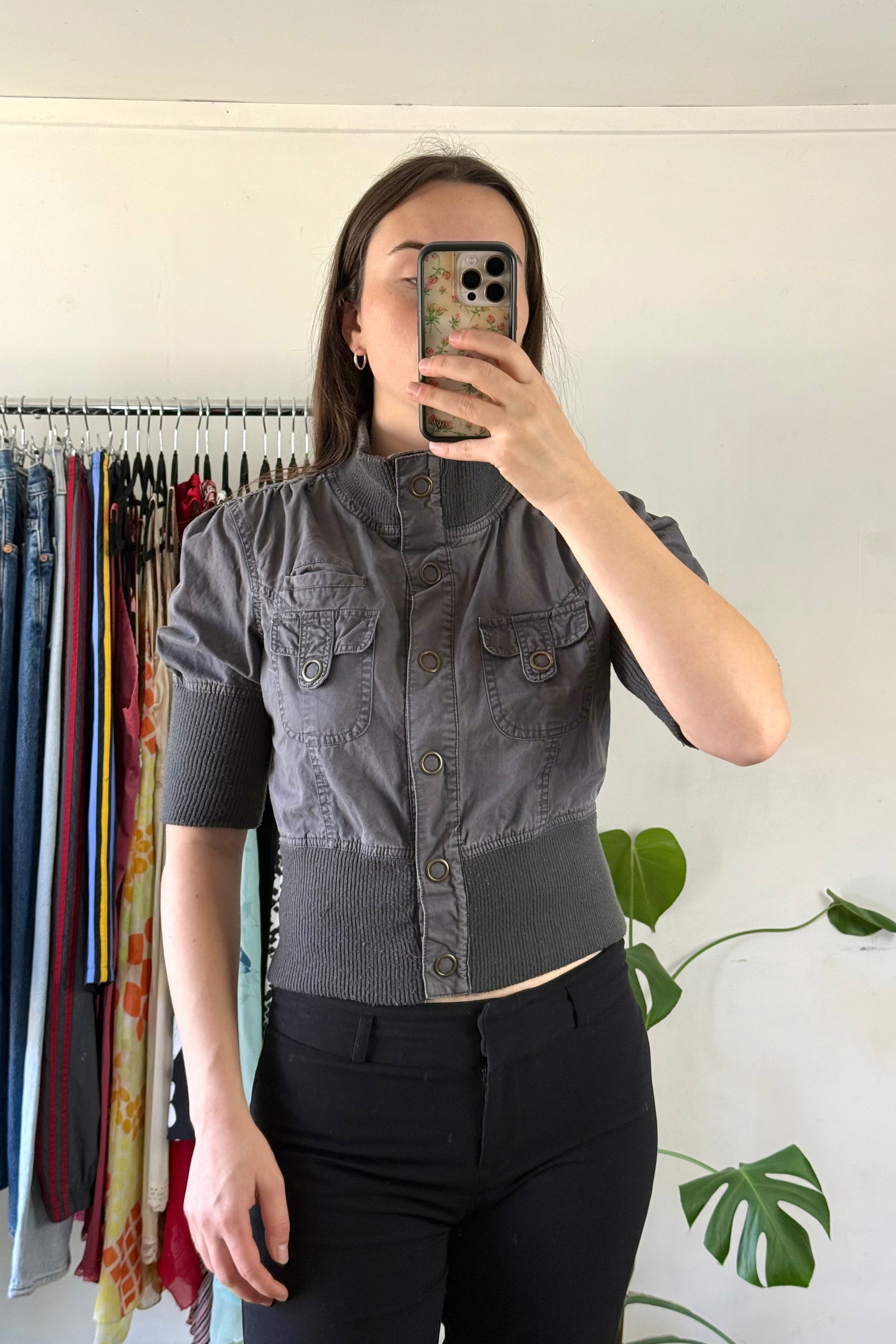 Brown 3/4 Sleeve Jacket