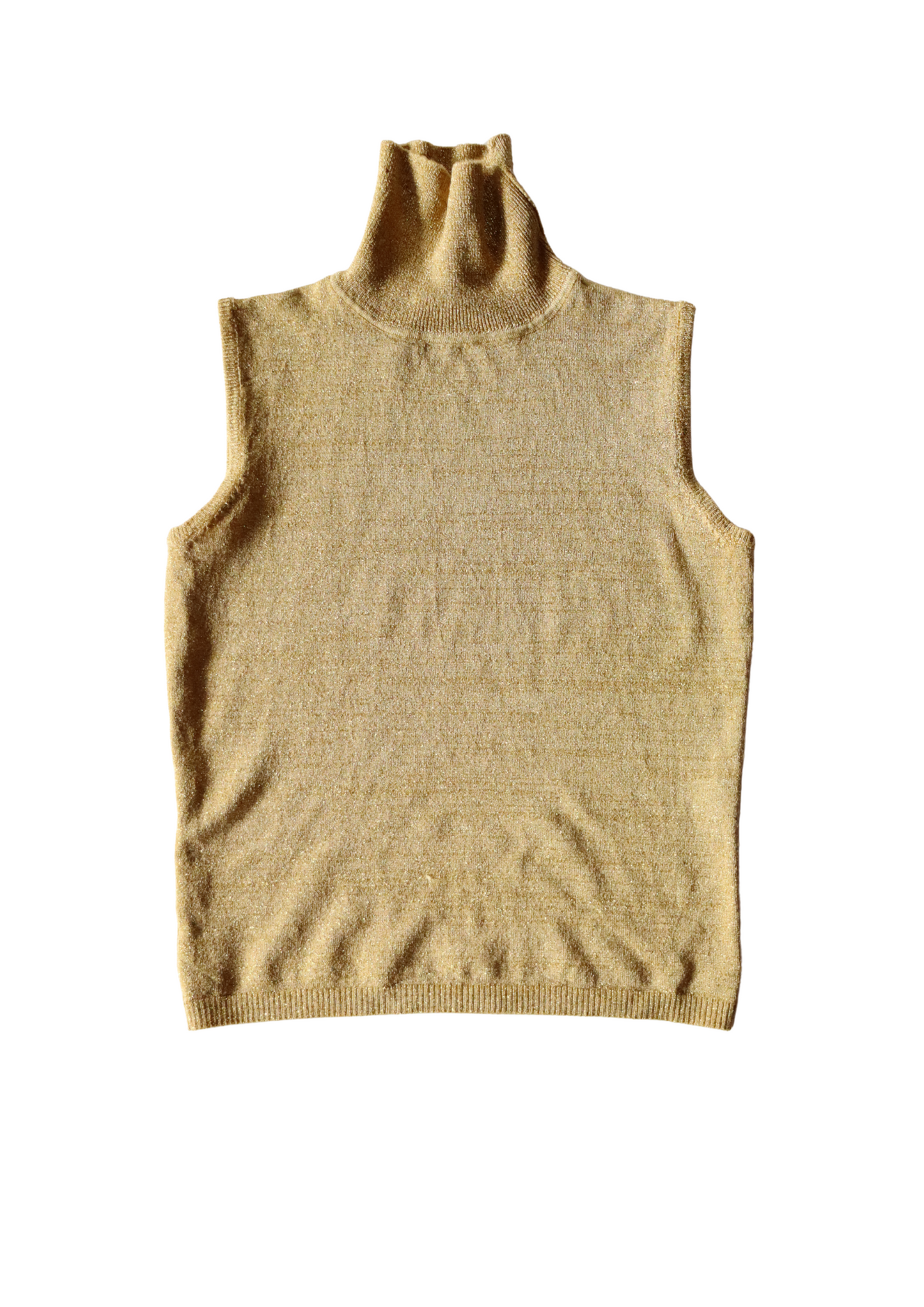 Vintage Gold Sparkle Sleeveless Turtleneck┃Size M