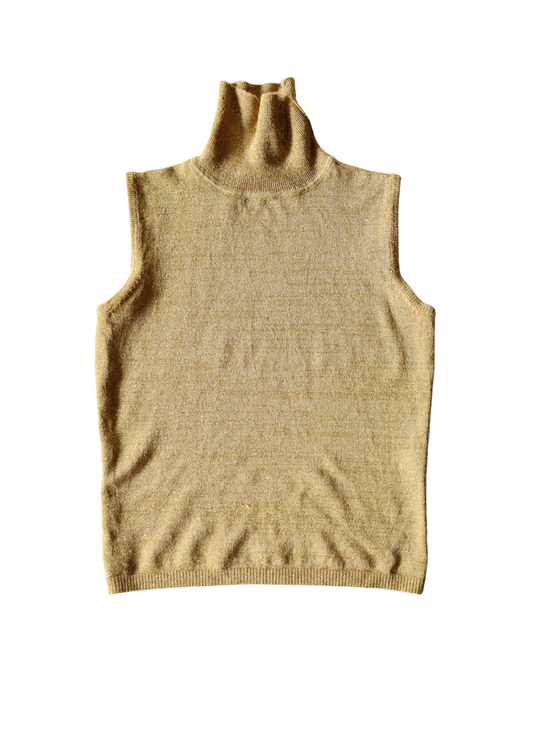 Vintage Gold Sparkle Sleeveless Turtleneck┃Size M