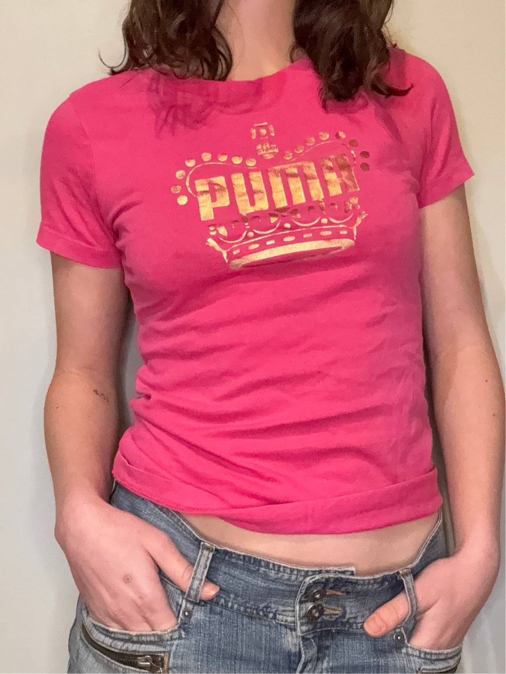 Pink Puma Crown Baby Tee┃Size S