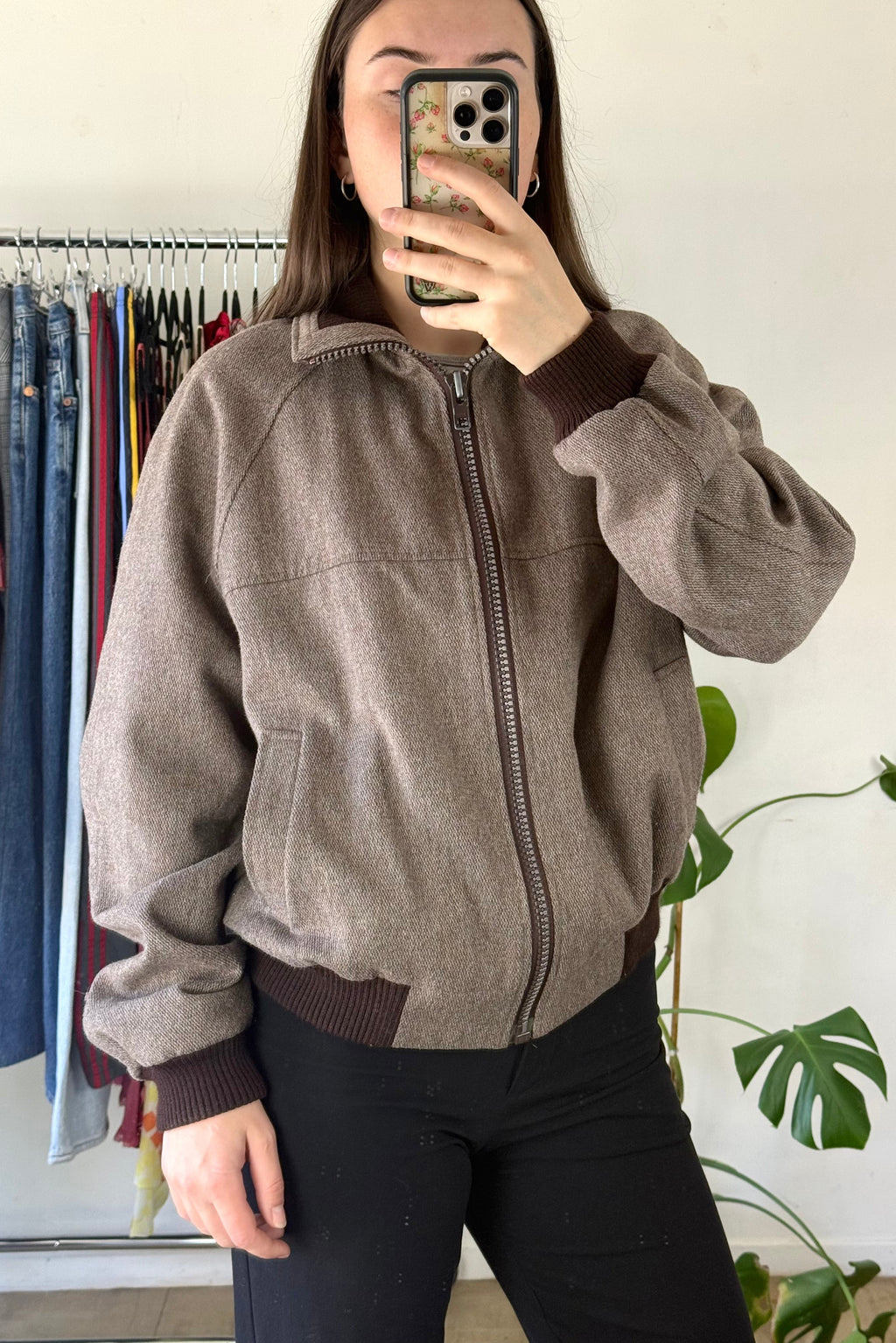 Vintage Brown Wool Bomber