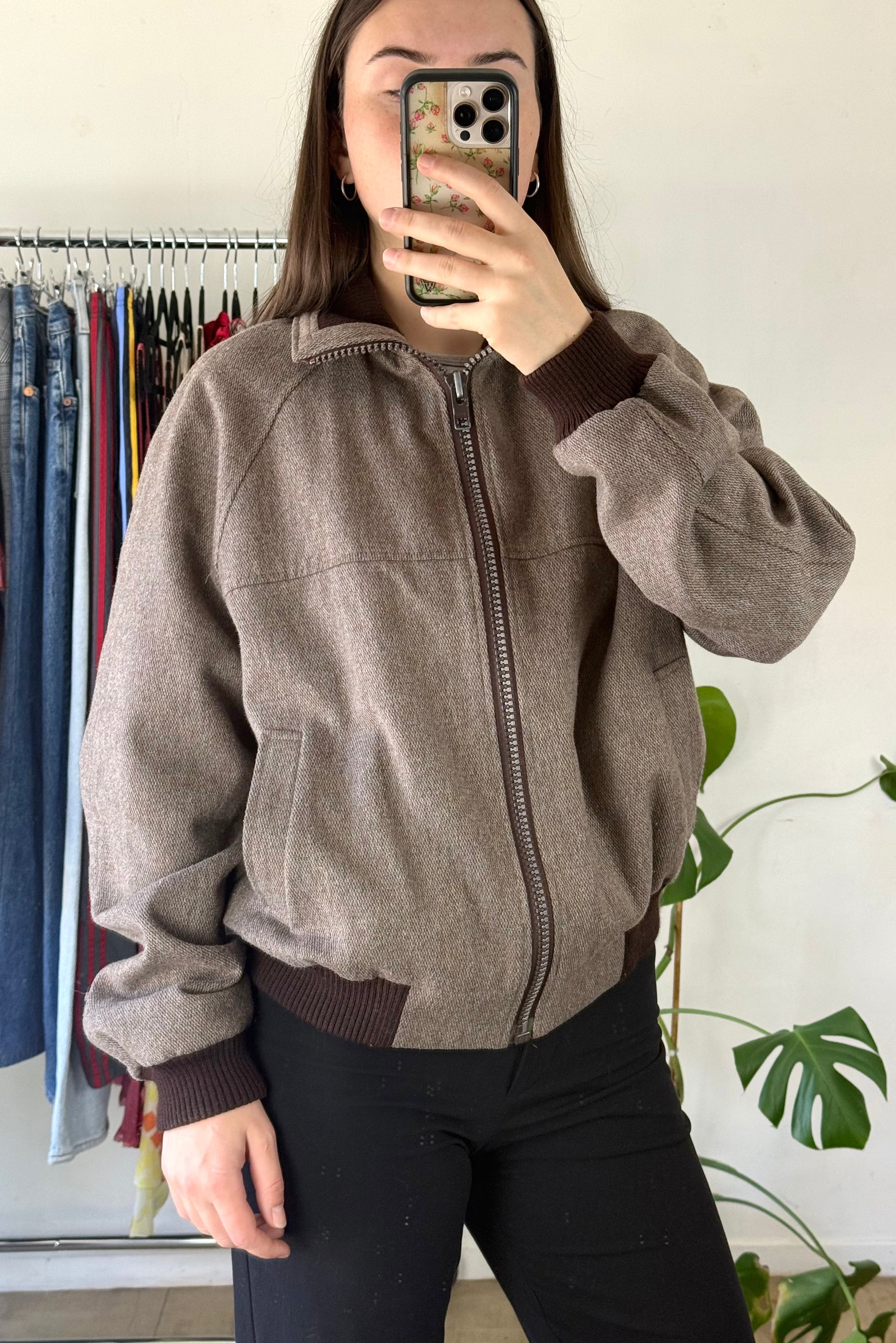Vintage Brown Wool Bomber