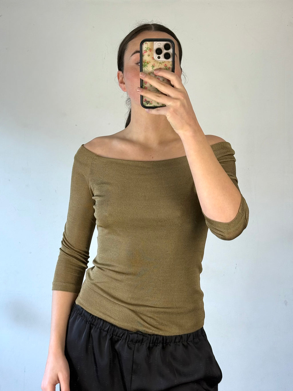 Gold Off The Shoulder Top