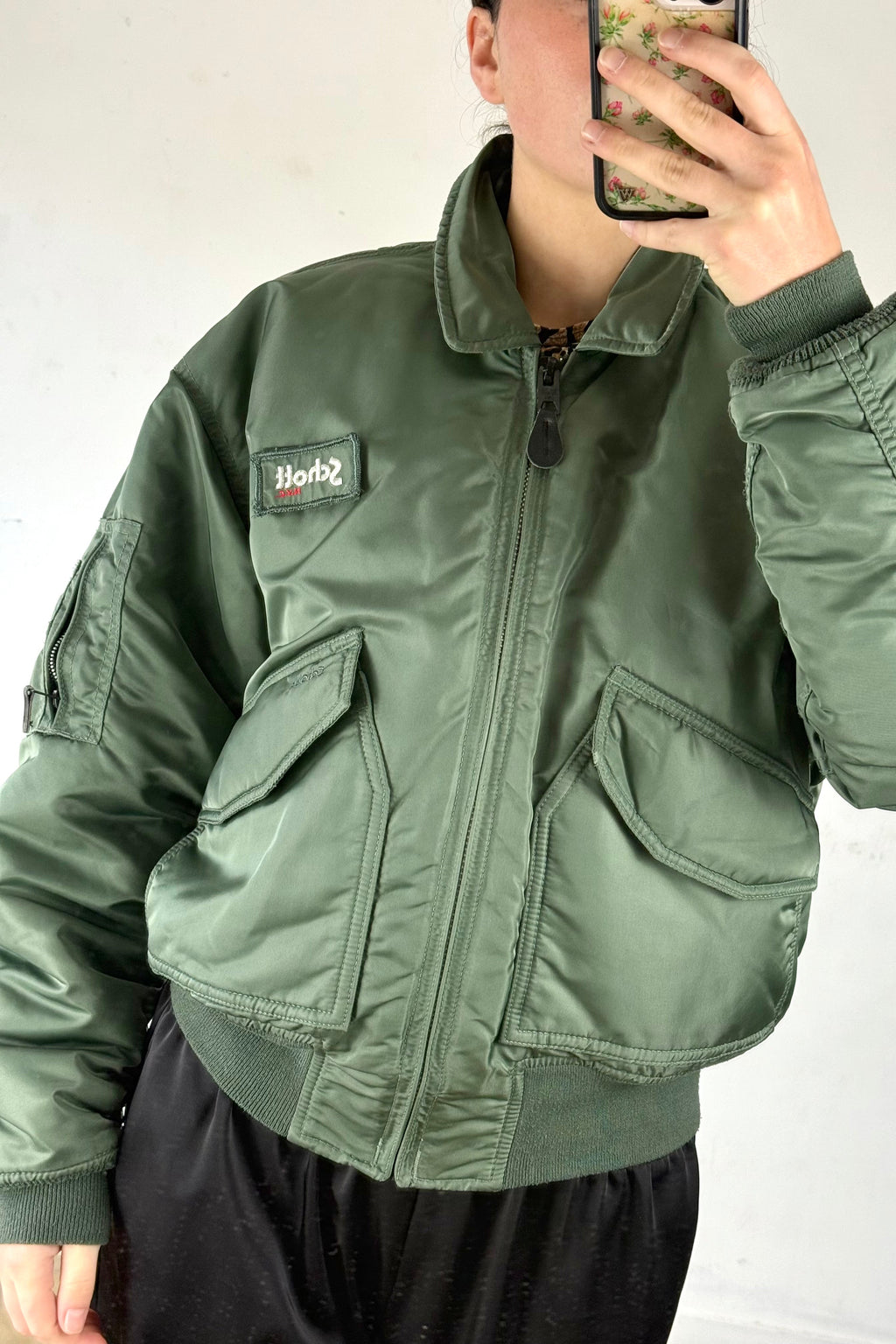Green Vintage Schott Bomber Jacket