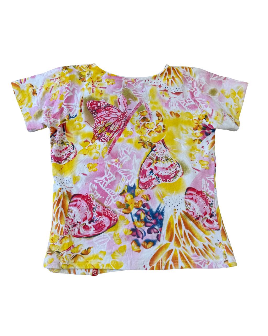Yellow and Pink Miss Sixty Butterfly Baby Tee┃Size L