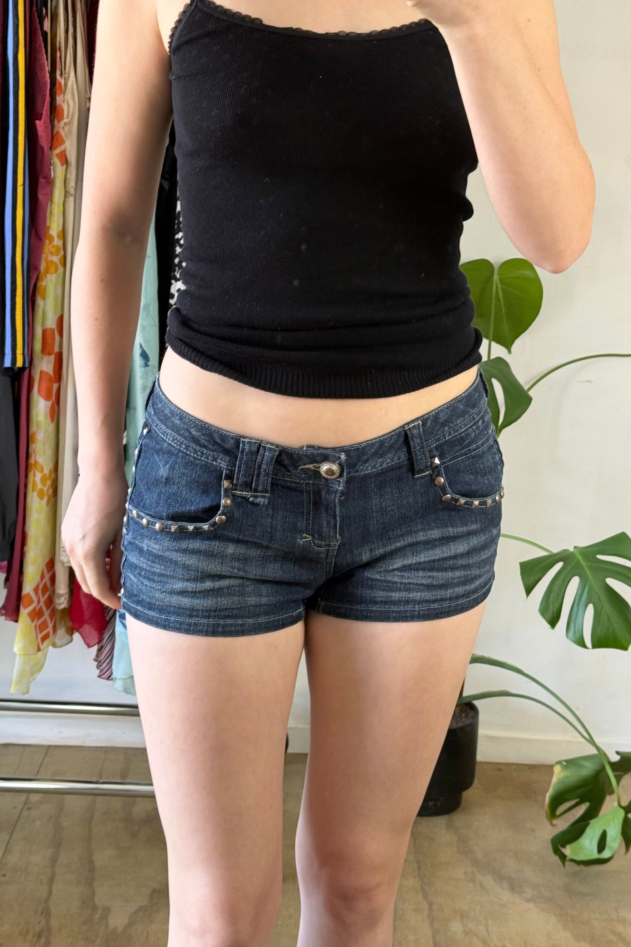 Studded Denim Short Shorts┃Size 10