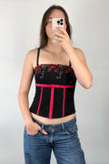 Black and Red Floral Corset Top┃Size 10