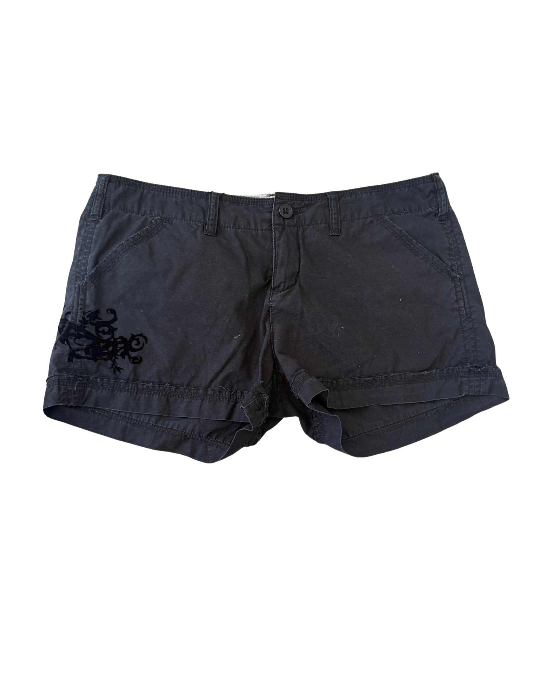 Black Velvet Detail Short Shorts