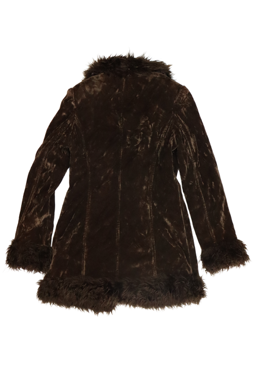 90s Brown Fur Trim Jacket┃Size S