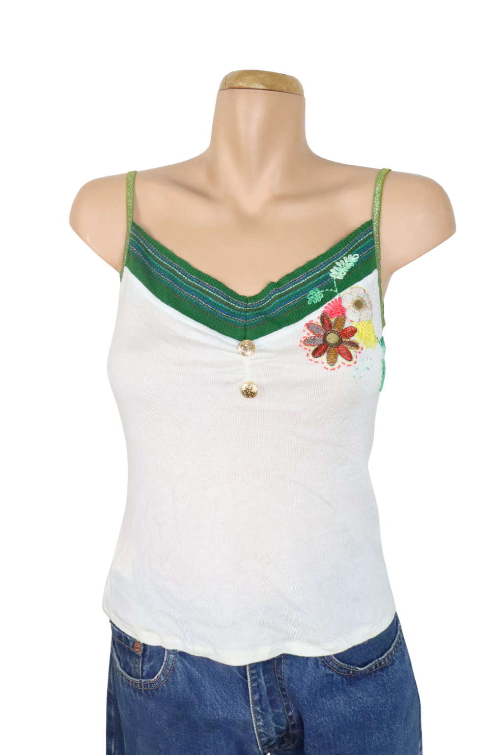 Embroidered White Singlet┃Size 9