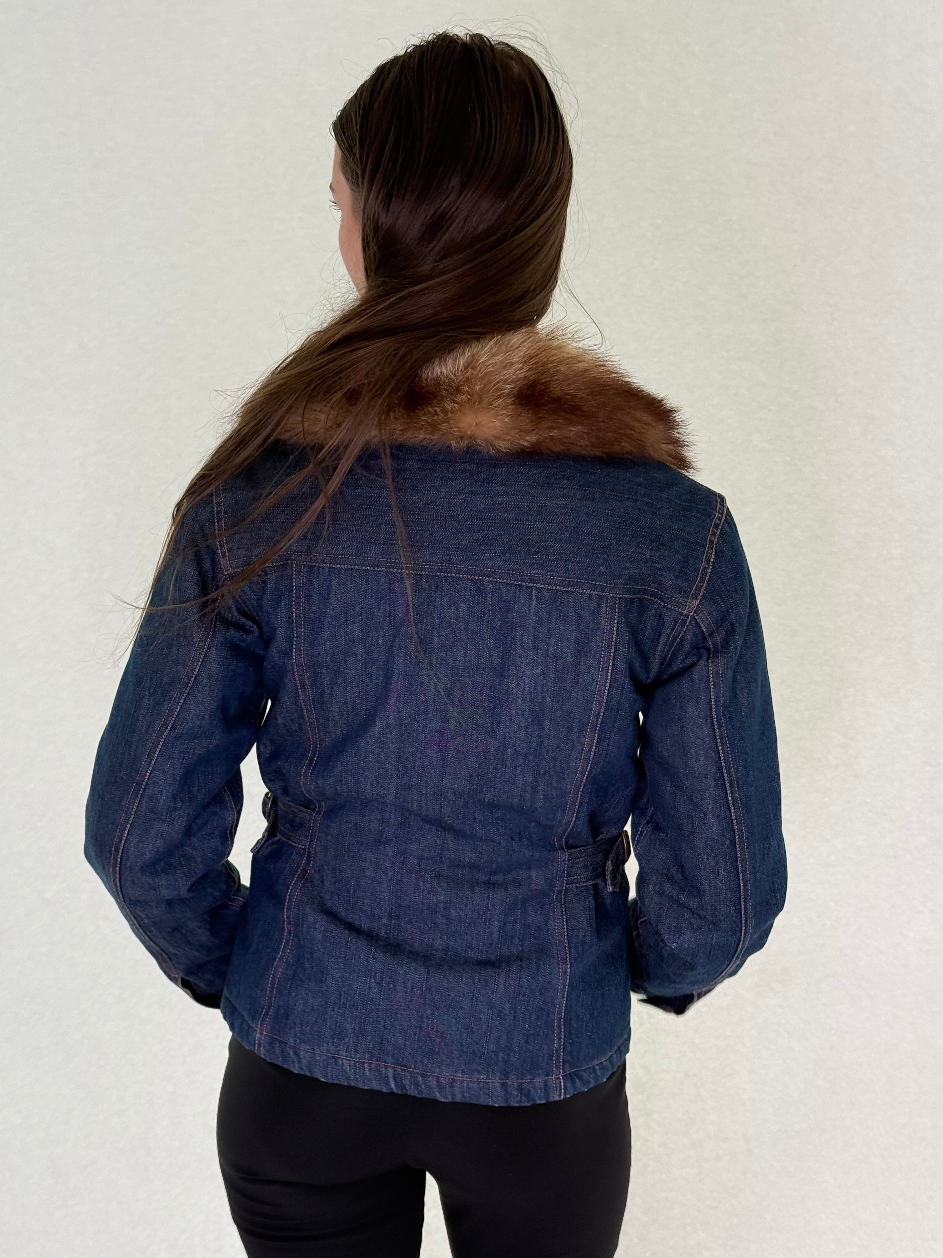 Morgan De Toi Denim Jacket With Fur Collar