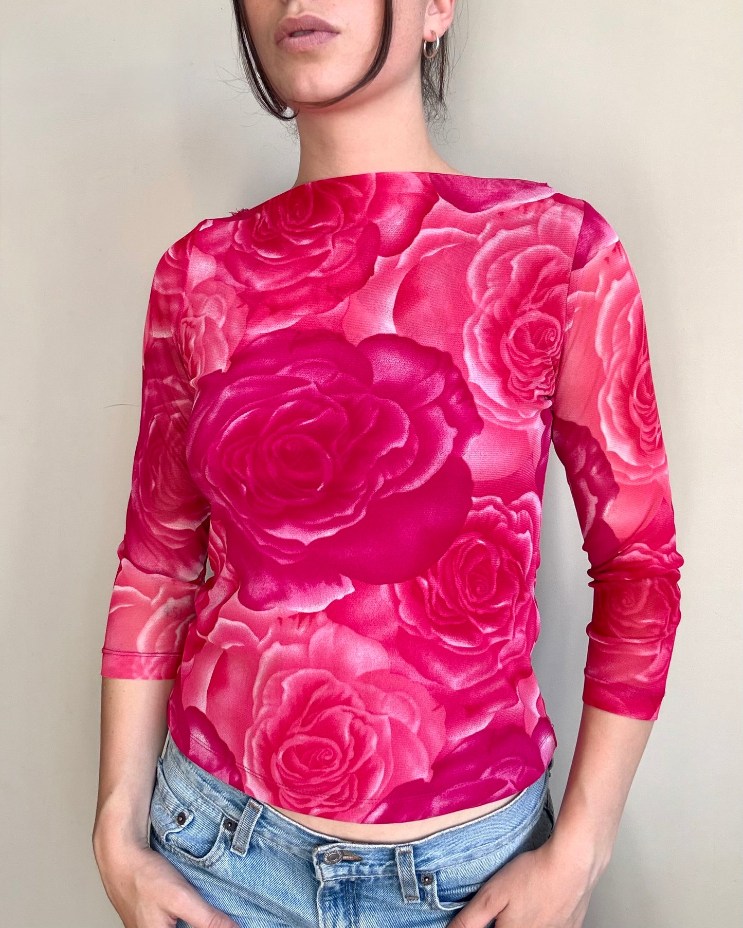 Pink 90s Rose Longsleeve┃Size S