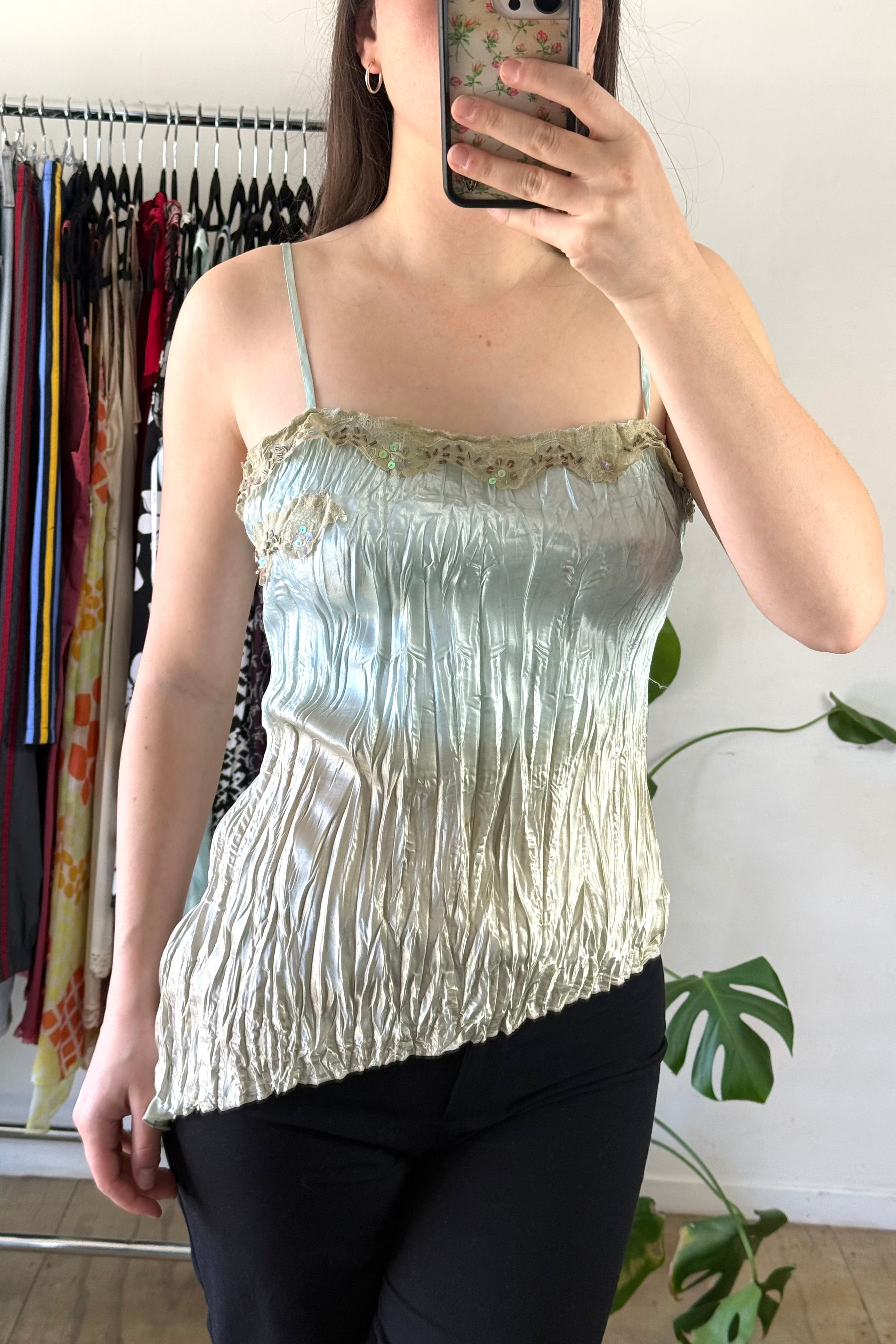 Green Pleated Singlet┃Size L