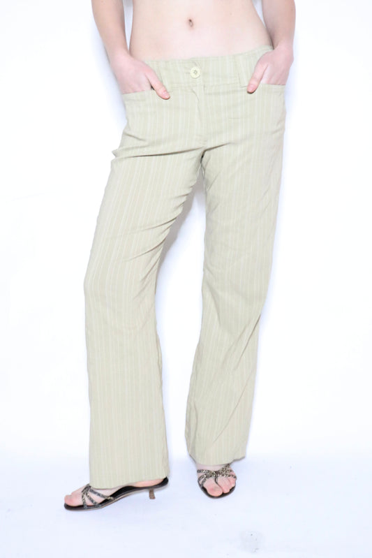 Beige Pinstriped Y2K Pants┃Size 12