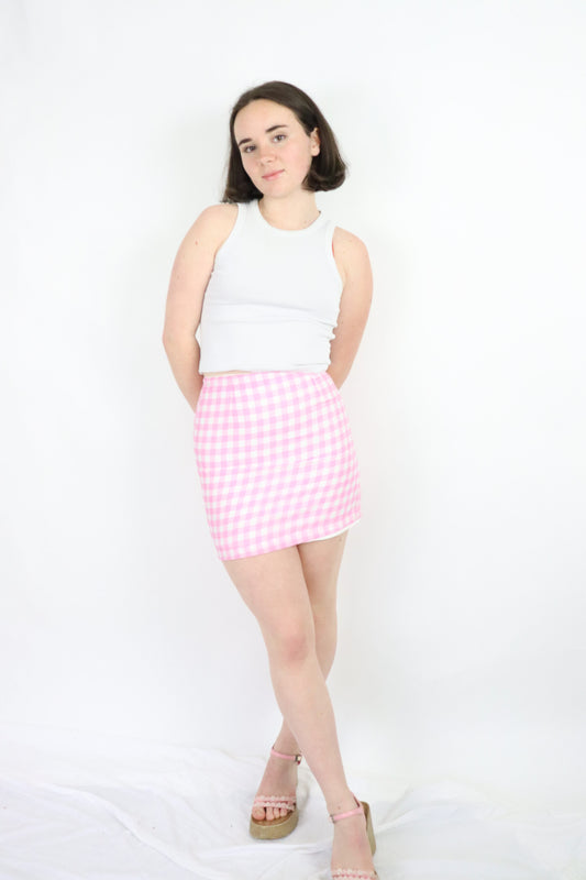 Pink Check Mini Skirt