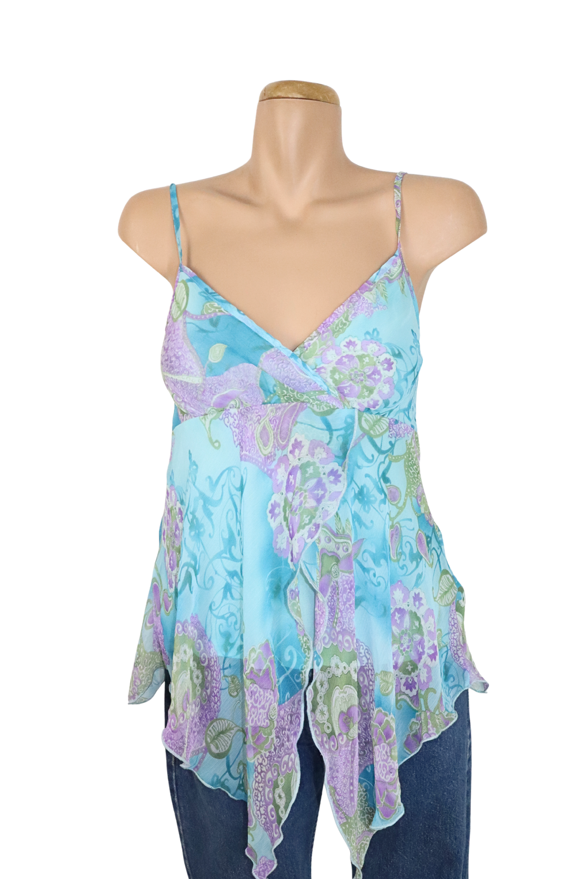 Turquoise Floaty Paisley Singlet