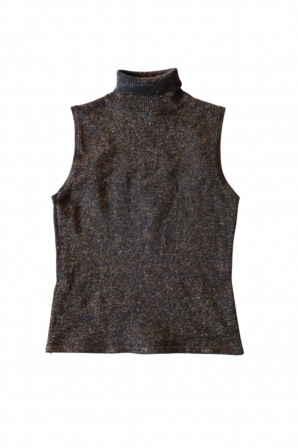 Gold and Black Sparkle Turtleneck Vest