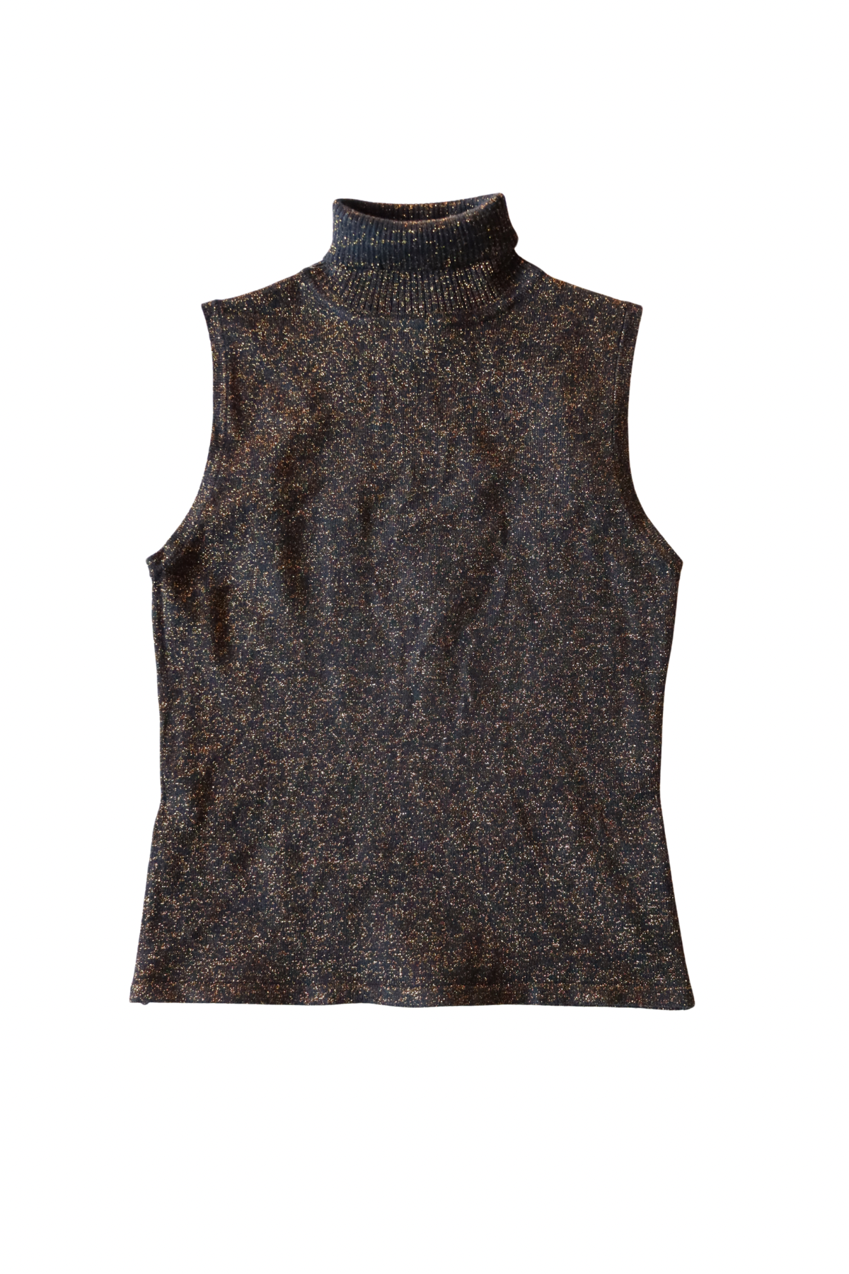 Gold and Black Sparkle Turtleneck Vest