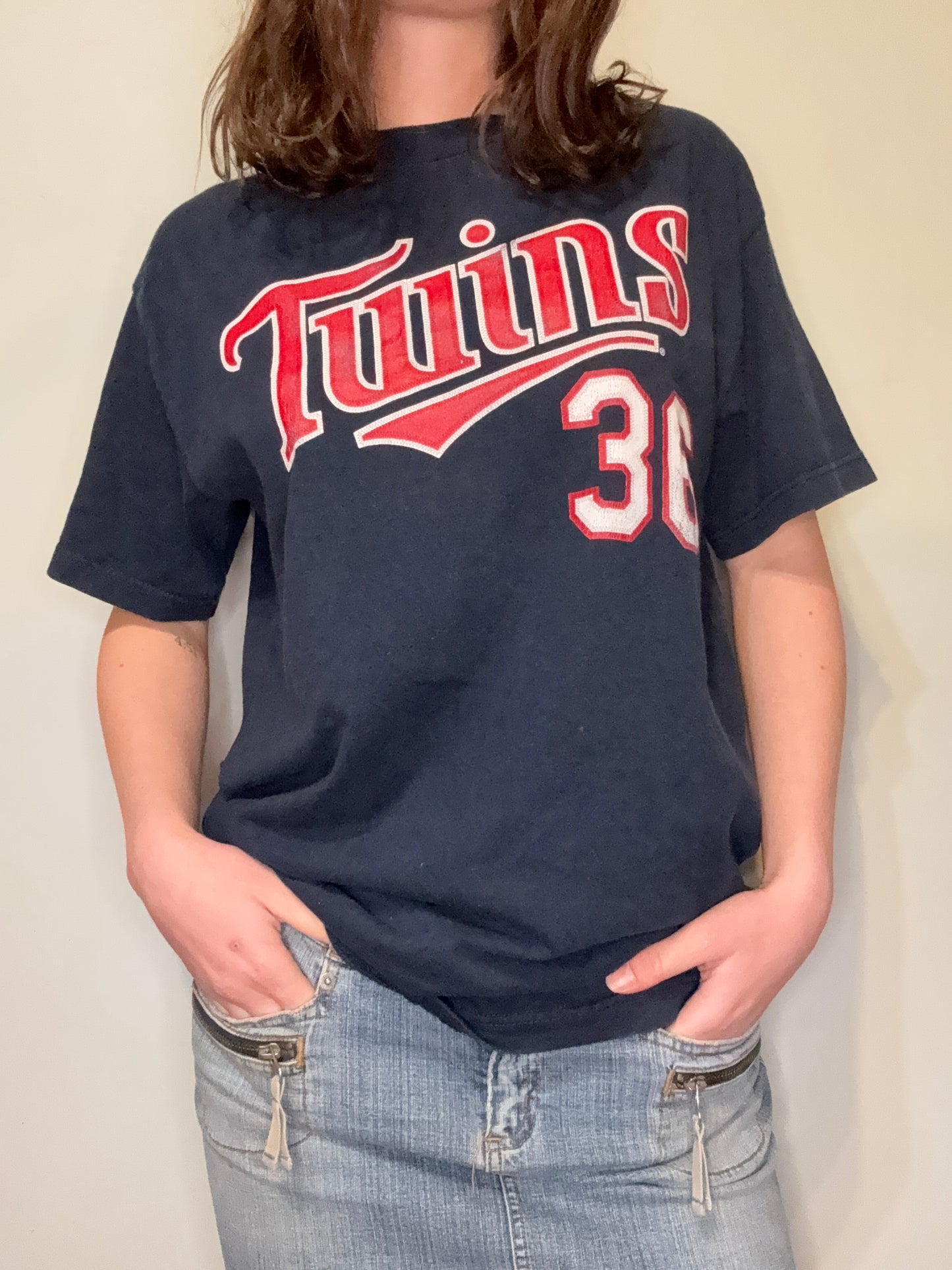 Vintage Twins 36 Navy Tee┃Size M