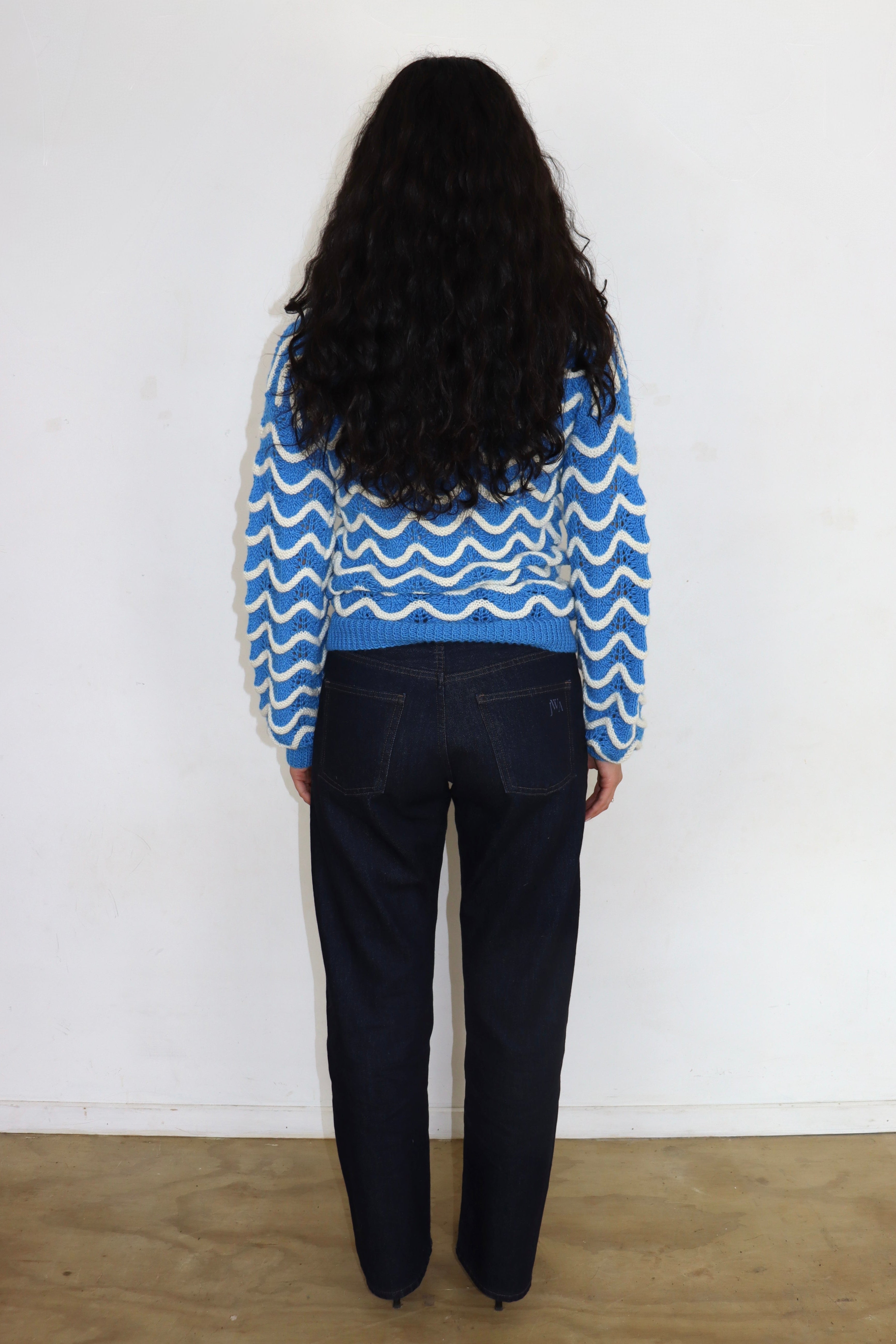 Blue and White Wavy Knit