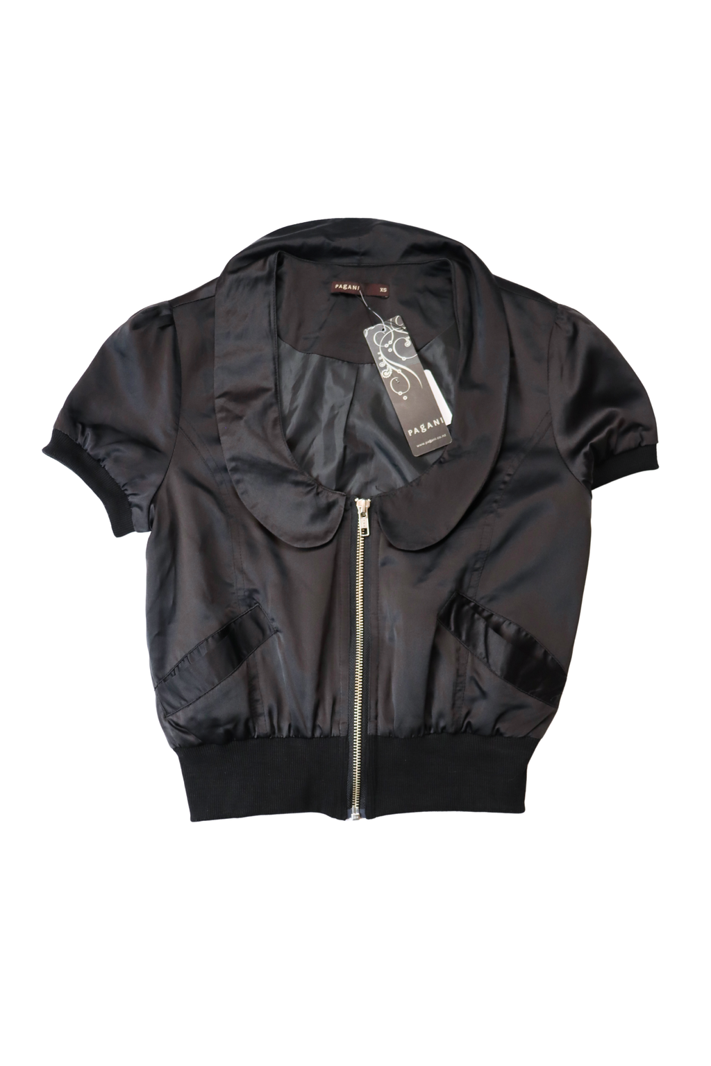 Black Vintage Pagani Satin Top┃Size XS