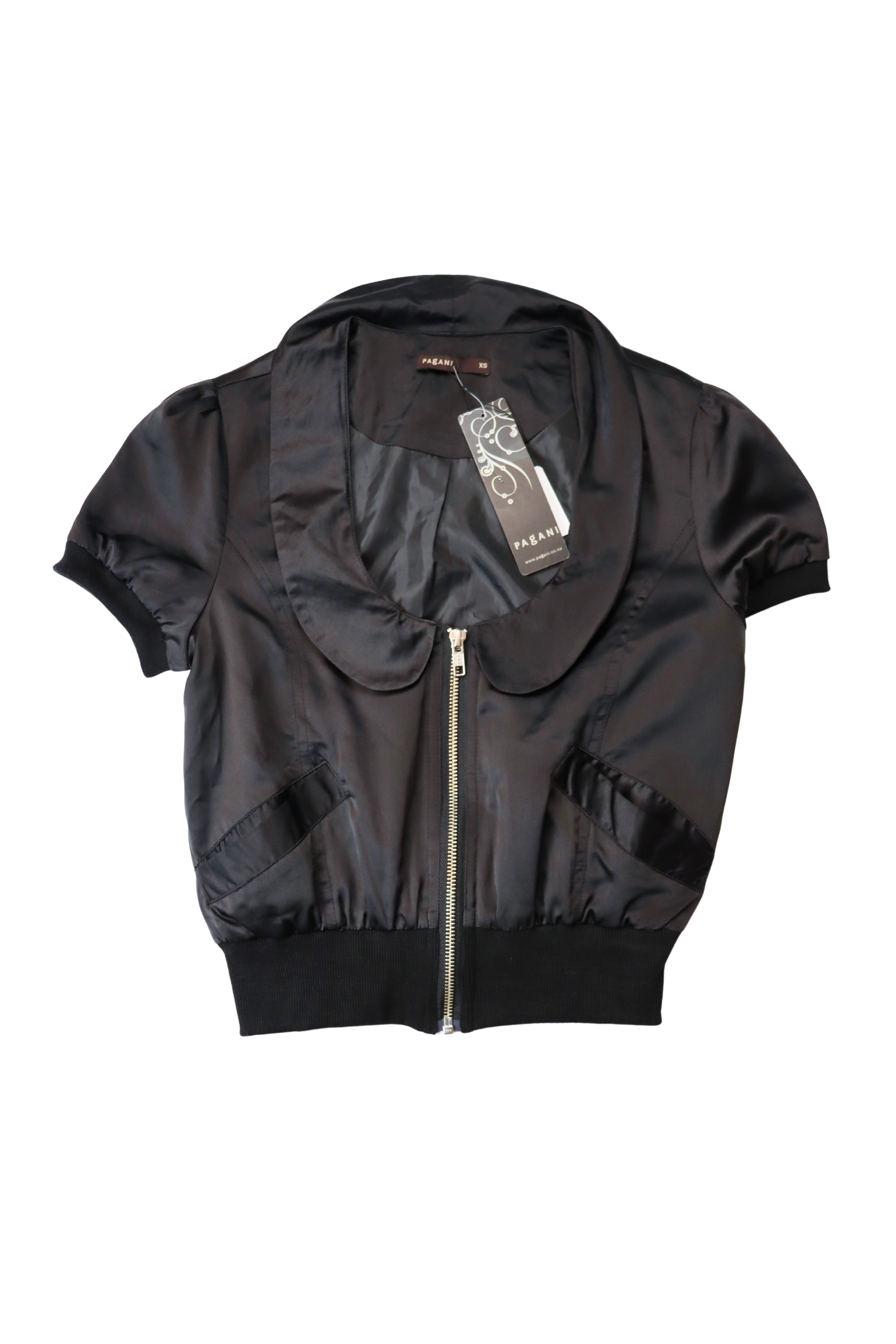 Black Vintage Pagani Satin Top┃Size XS