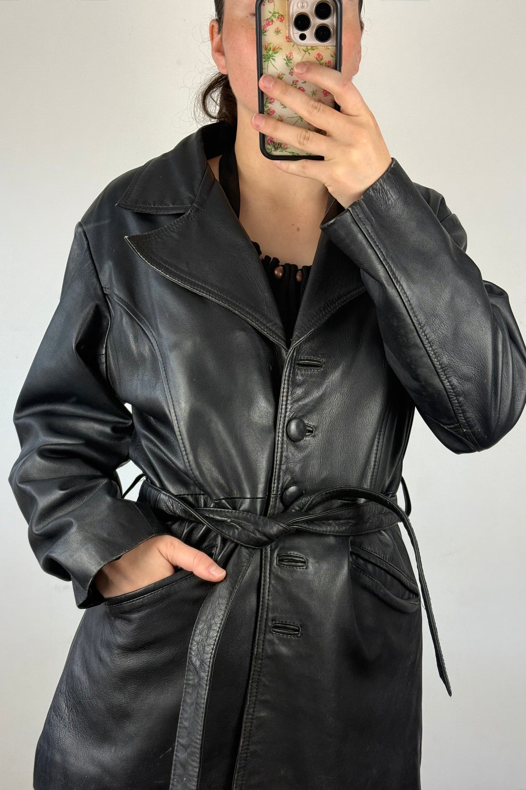 Vintage Belted Leather Jacket