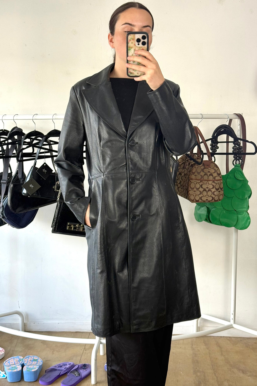 Vintage Leather Trench┃Size 12