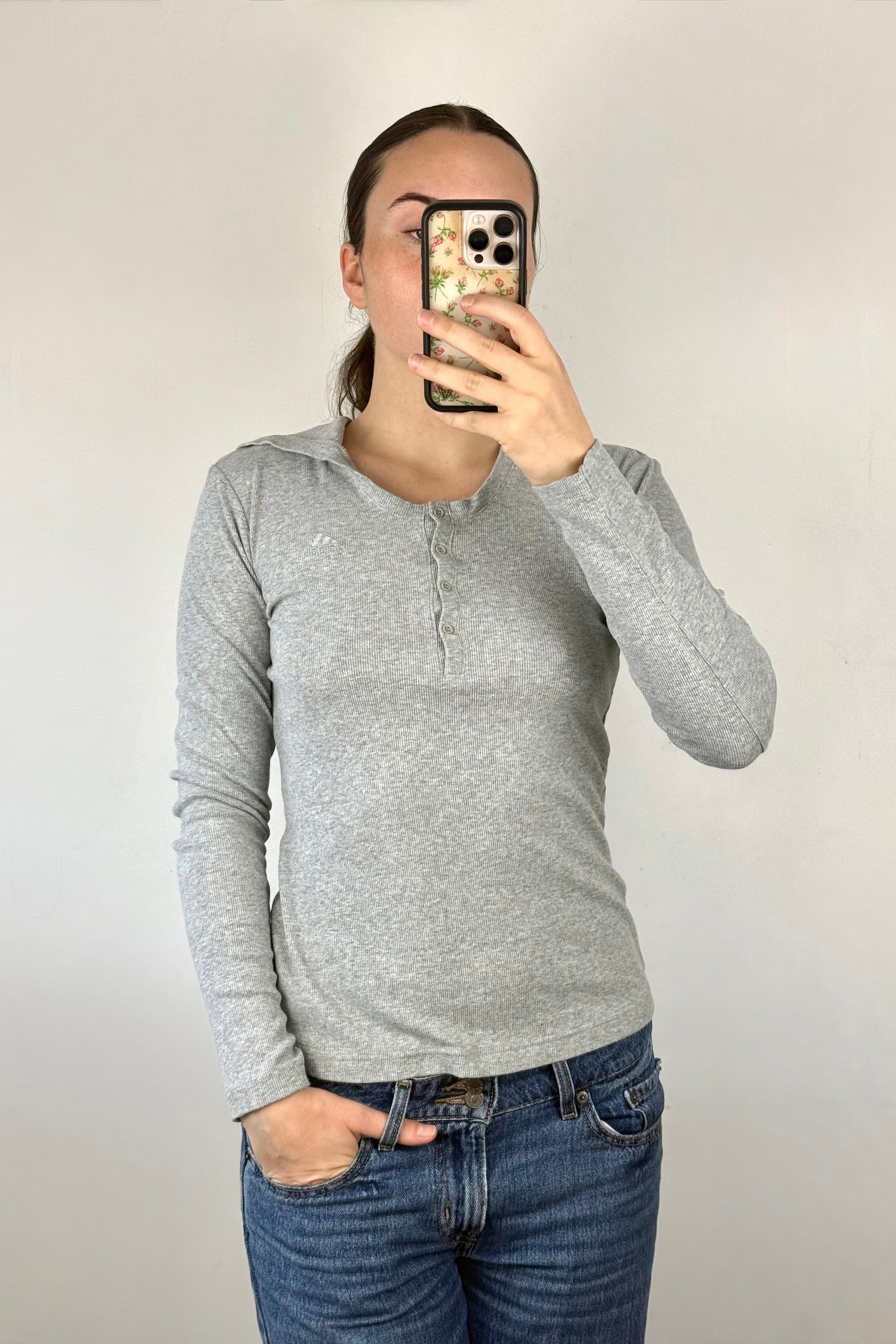 Y2K Adidas Hooded Longsleeve Top┃Size M