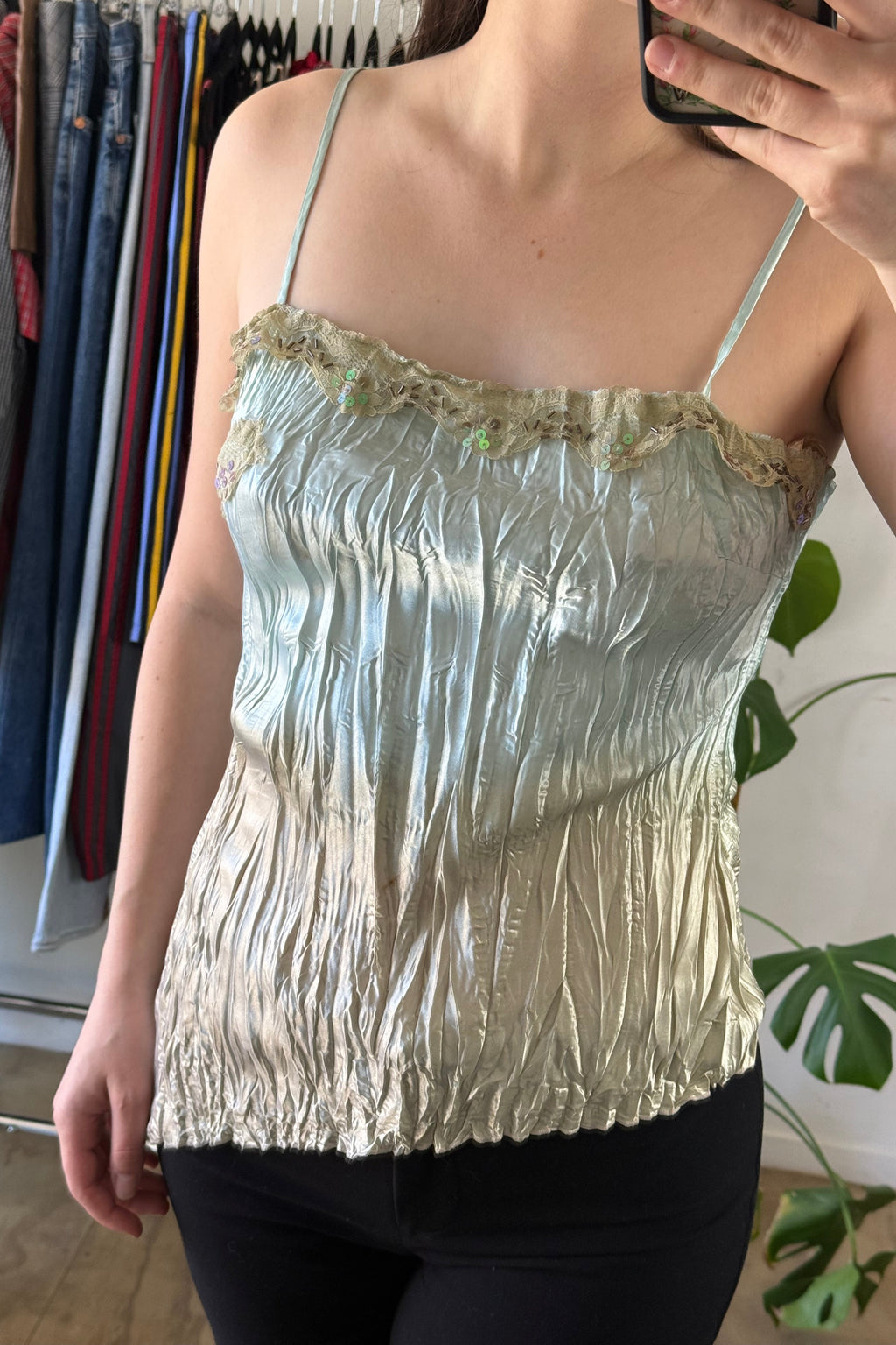 Green Pleated Singlet┃Size L