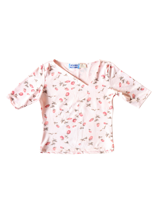 Vintage Pink Rose Top┃Size M