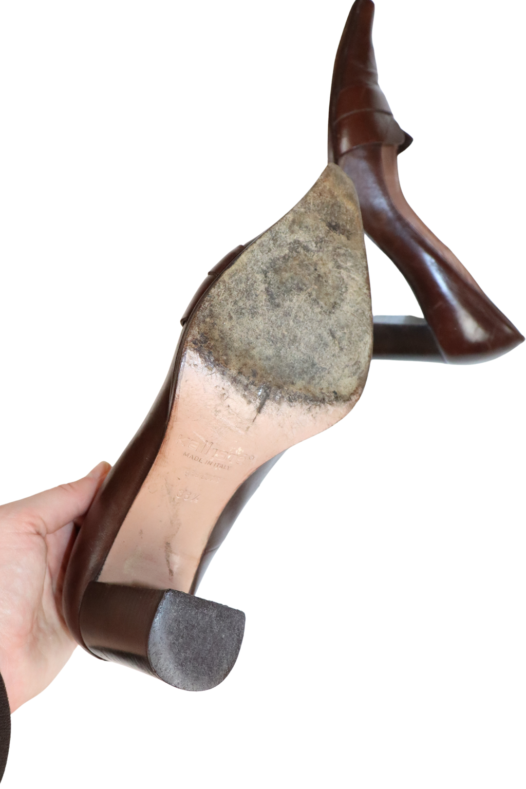 Brown Vintage Pointed Toe Heels┃38.5