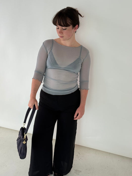 Grey Sheer 3/4 Sleeve Top┃Size 8