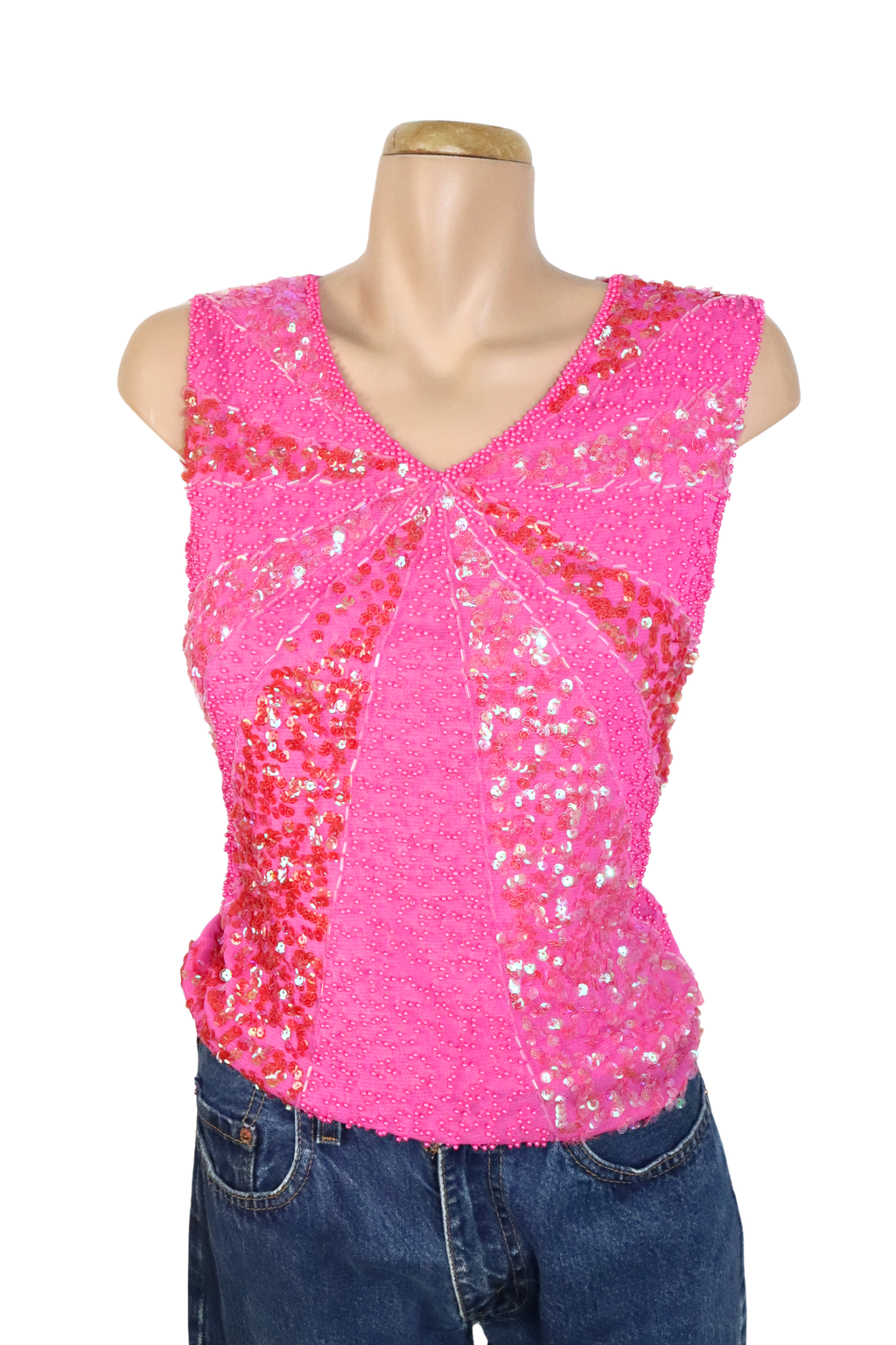 Hot Pink Beaded Tank
