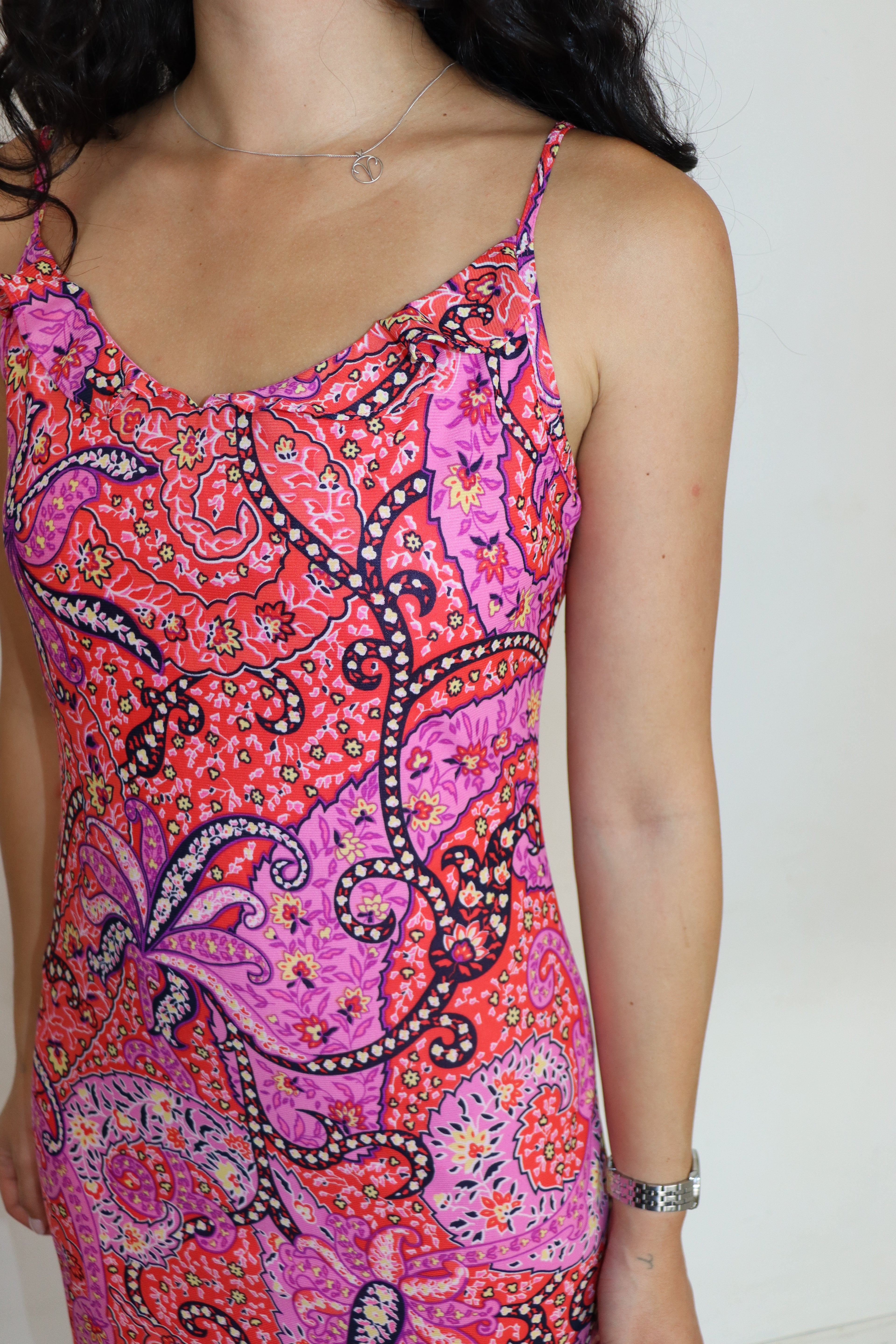 Vintage Paisley Print Slip Dress