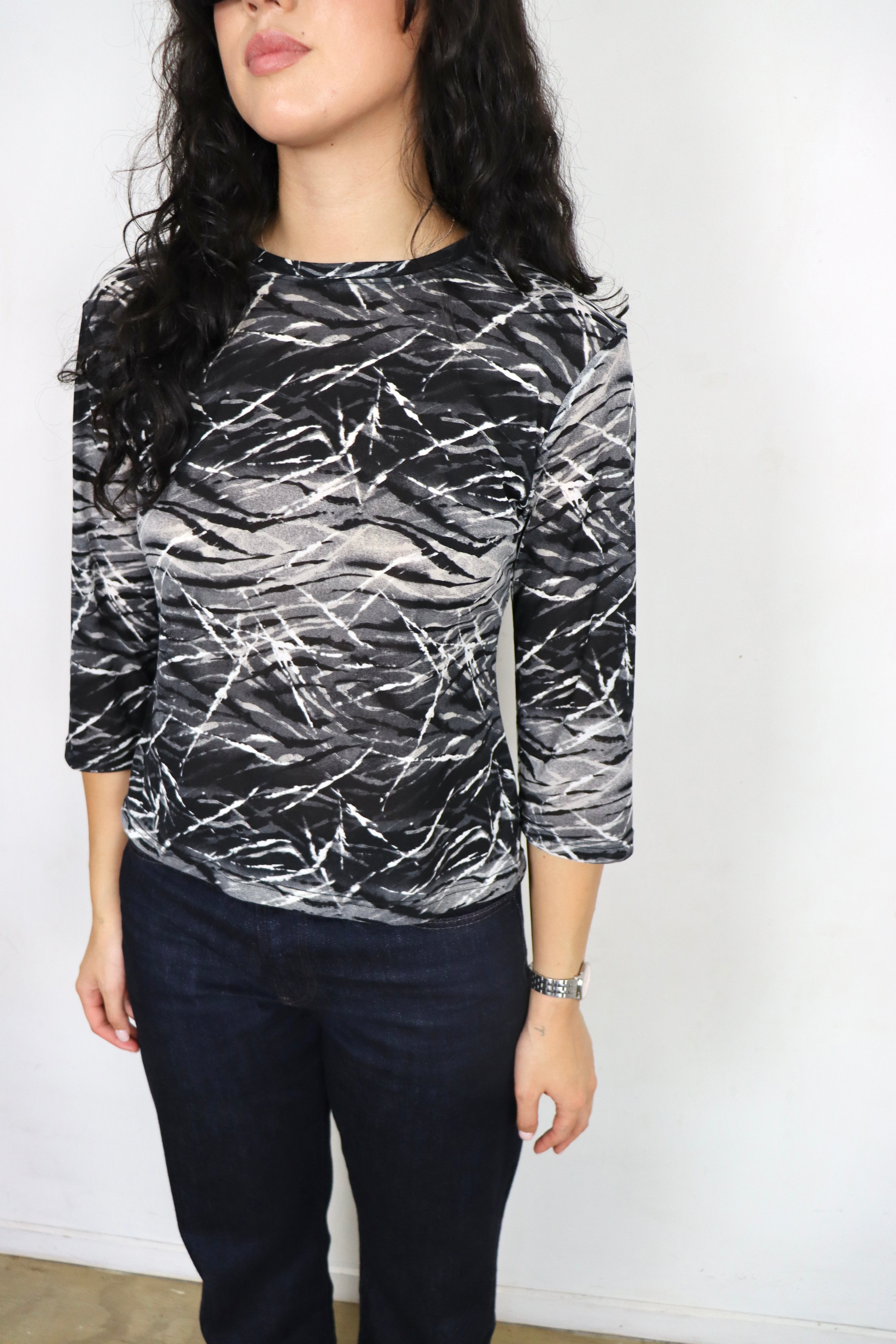 Vintage Spiral 3/4 Sleeve Top