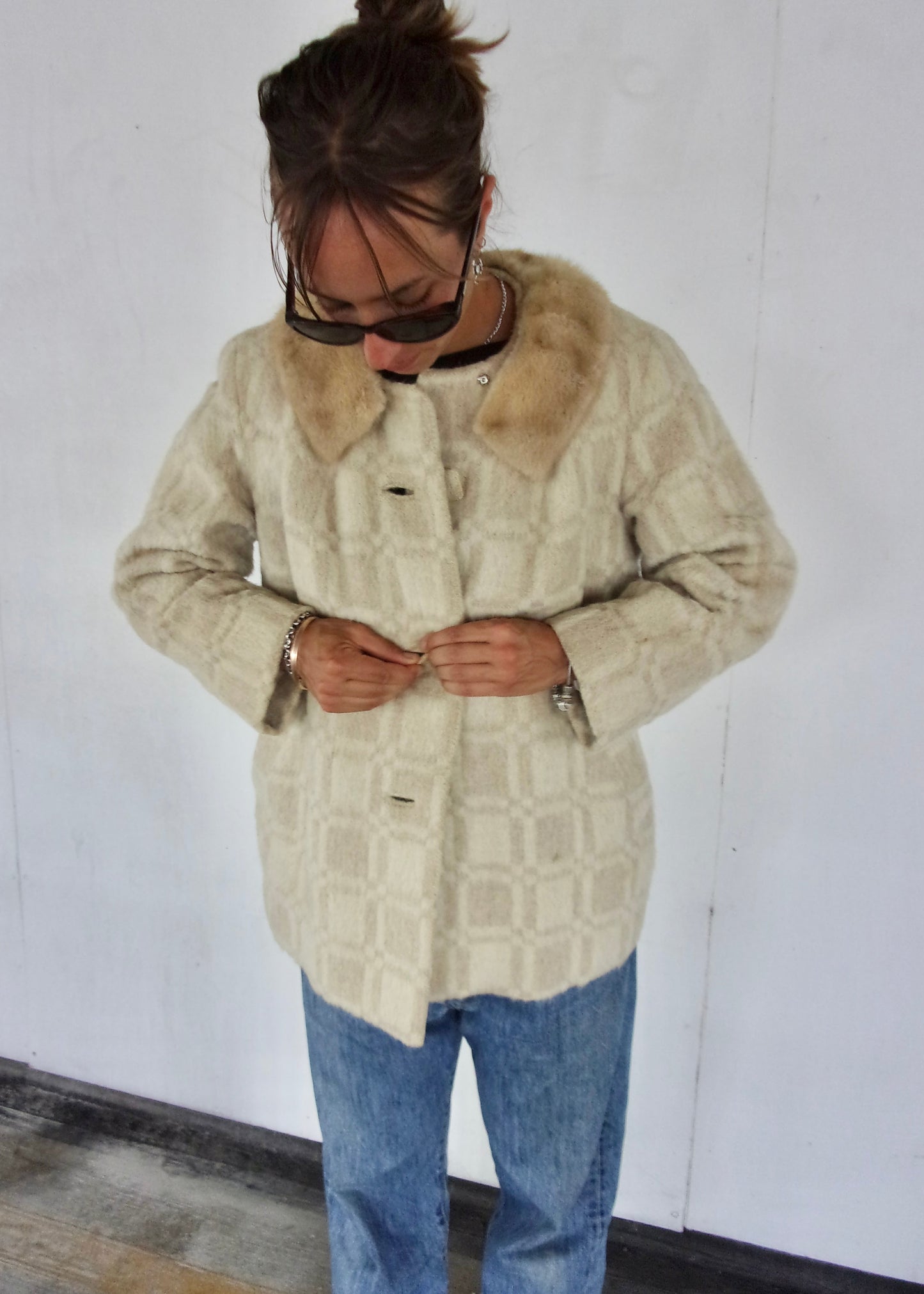 Beige Vintage Wool Coat