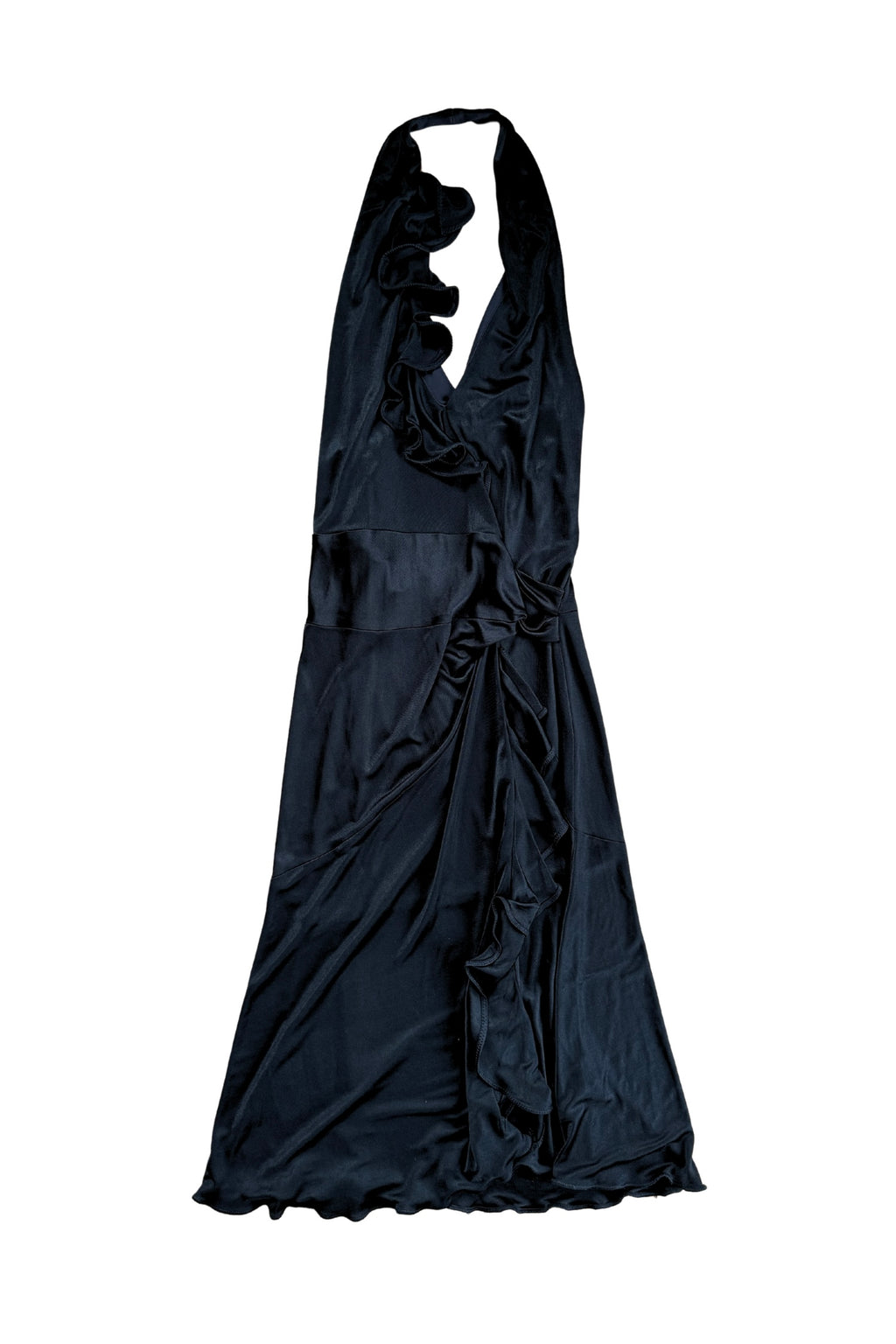 Black Ruffle Halterneck Dress┃Size 12