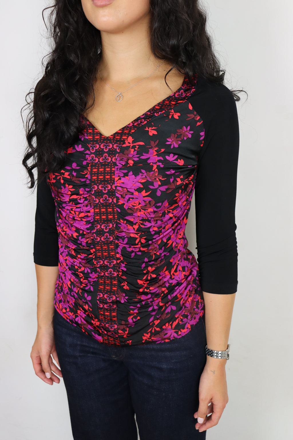 Just Cavalli Floral 3/4 Sleeve Top┃Size 44