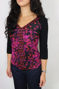 Just Cavalli Floral 3/4 Sleeve Top┃Size 44