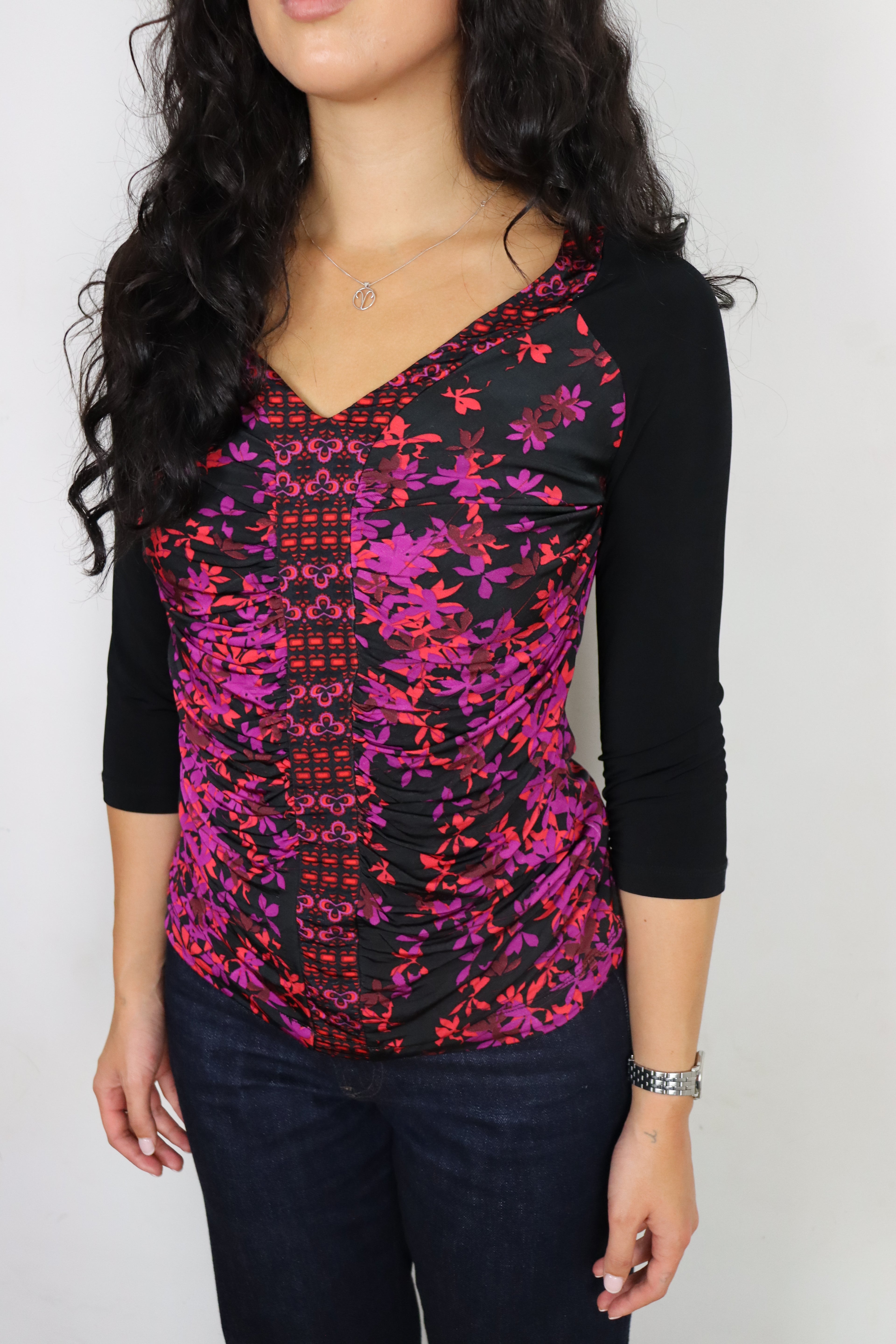 Just Cavalli Floral 3/4 Sleeve Top┃Size 44