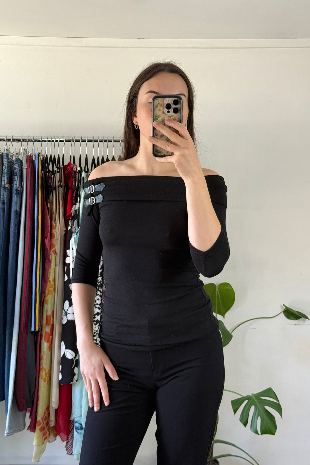 Y2K Off The Shoulder Buckle Top┃Size 8