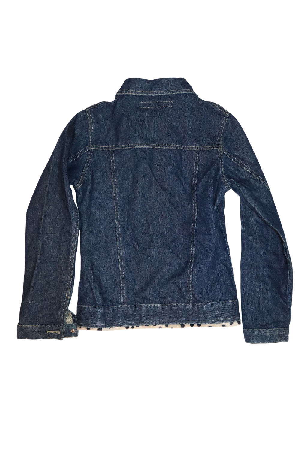 Vintage Denim Jacket with Leopard Trim┃Size M
